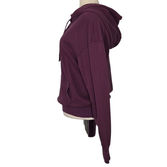 EVERLEIGH wine Distressed Hoodie Size S | Soft Ribbed Hem Pullover NWOT - Picture 4 of 9